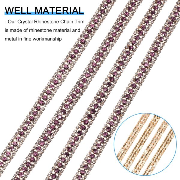 uxcell 1 Yard 3 Rows Rhinestone Chain, 8.5mm Bling Crystal C...