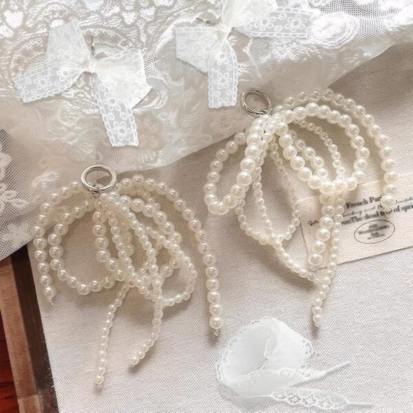 13 Pcs Pearls Lace Bow Shoe Charms Set, Shoe Jewelry for Sne...