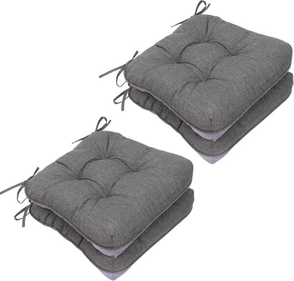 RACE LEAF Indoor Chair Cushions 4 Pack, Tufted Memory Foam D...