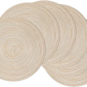 SHACOS 15 inch Round Braided Placemats Set of 6 Non Slip Hea...