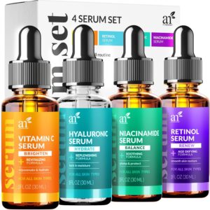 Vitamin C Serum Skin Care 4-Piece Set: Includes Retinol, Hya...