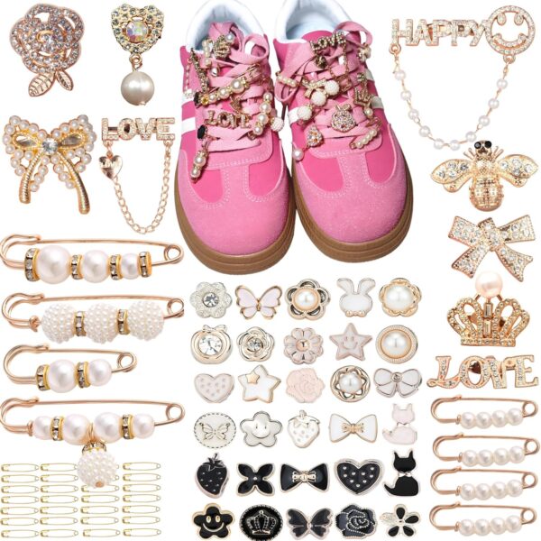 Rozecollin Shoe Charms for Sambas Socks Safety Pin Brooch,72...
