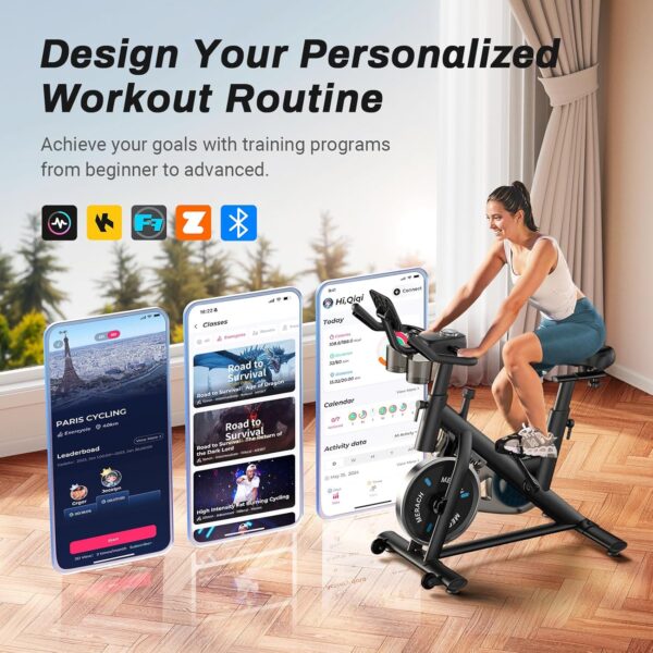 MERACH Exercise Bike, Brake Pad Stationary Bike with Exclusi...