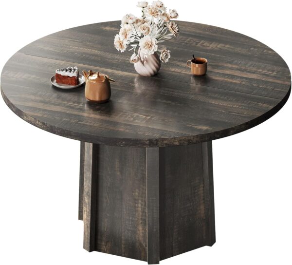 DWVO 47" Round Dining Table for 4-6 People Farmhouse Industr...