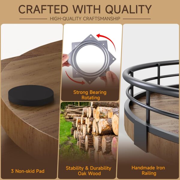 Farmhouse Oak 9" Lazy Susan Turntable Organizer for Cabinet,...
