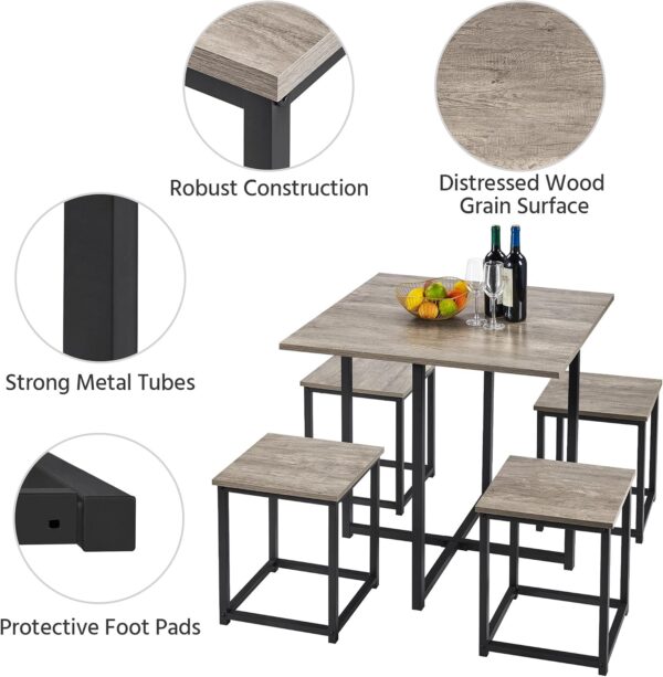 Yaheetech Dining Table Set for 4 Industrial Kitchen Table wi...