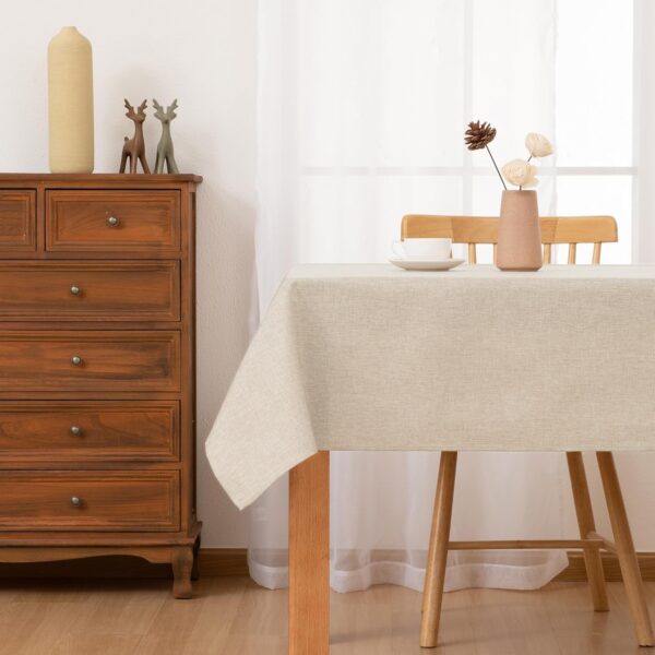 Hiasan 2 Pack Faux Linen Rectangle Tablecloth - Wrinkle and ...