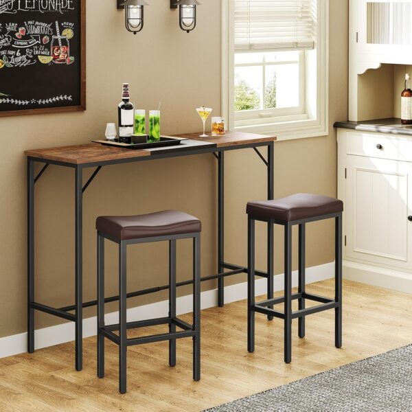 HOOBRO Bar Chairs, Set of 2 Counter Height Saddle Stools wit...