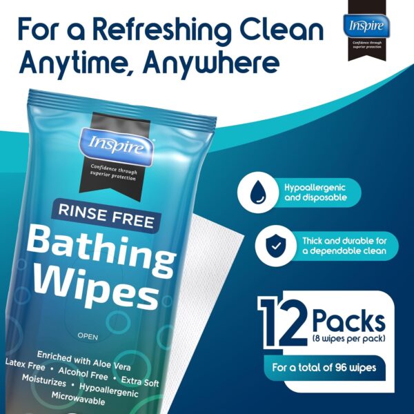 Inspire Thick Rinse Free Body Wipes, Extra Large Washcloths ...