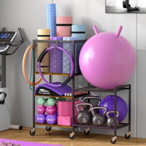 5 Tier Dumbbell Rack, Yoga Mat Storage Holder, Home Gym Stor...