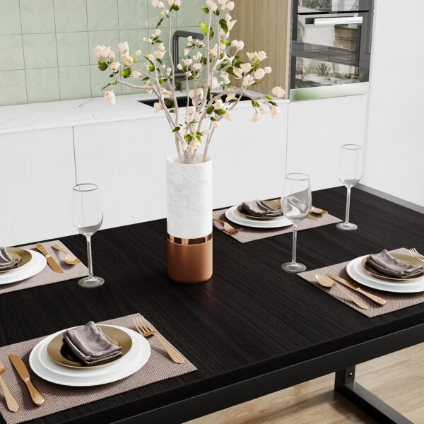 SHA CERLIN Kitchen Dining Table Set for 4 with Benches, Rust...