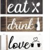 Jetec 3 Pcs Farmhouse Kitchen Wall Decor Rustic Wooden Home ...