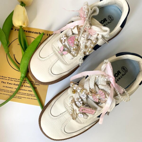 26 PCS Shoe Charms for Sneakers and Socks, Pearl Bow Shoelac...