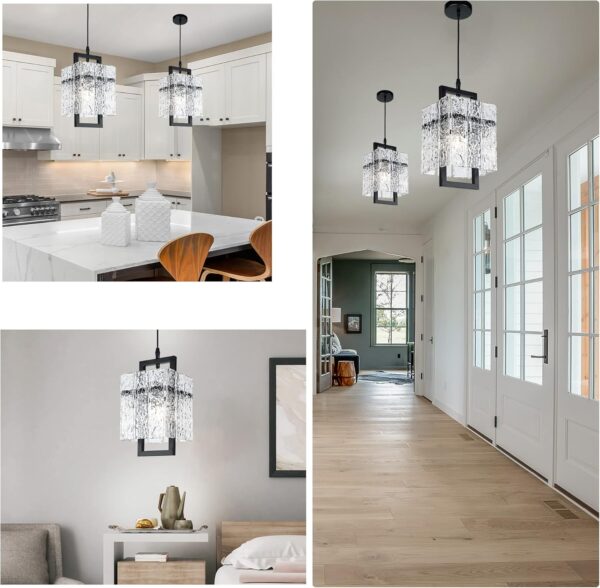 IKK Black Crystal Pendant Light for Kitchen Island, Luxury W...