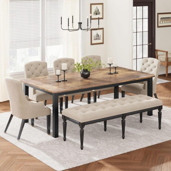 GarveeHome Industrial Dining Table for 6-8 People, 78.7 Inch...