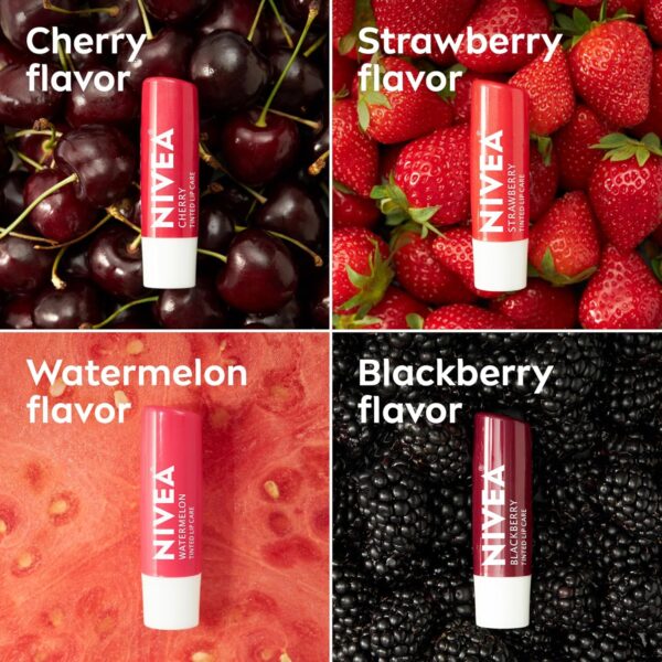 NIVEA Lip Care, Fruity Tinted Lip Balm Variety Pack, Cherry,...
