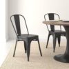 Amazon Basics Metal Dining Chairs, Matte Black, 1 Count (Pac...