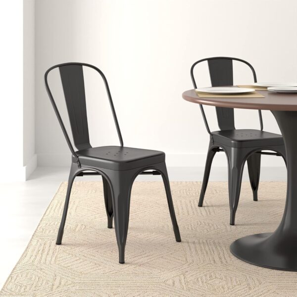 Amazon Basics Metal Dining Chairs, Matte Black, 1 Count (Pac...