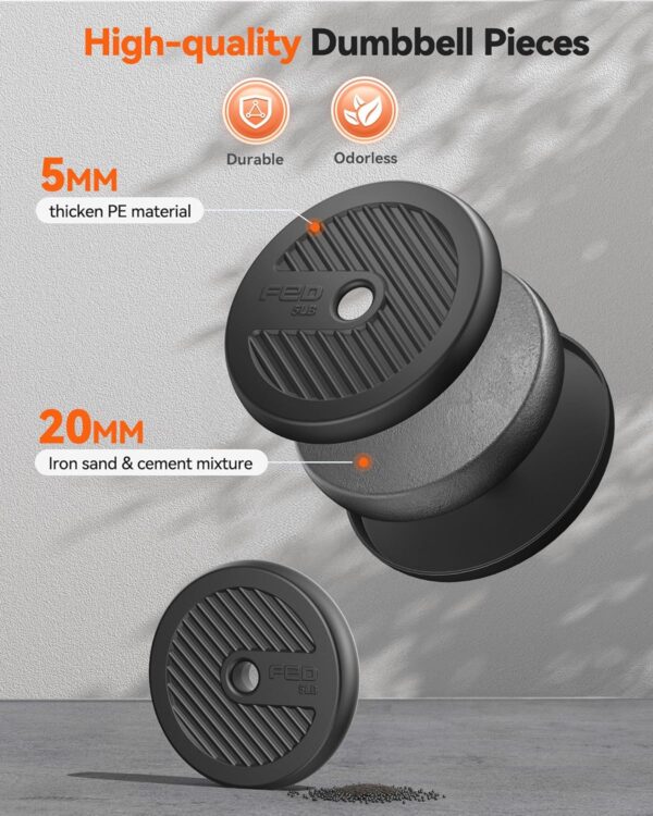 FEIERDUN Adjustable Dumbbells, 20/30/40/45/70/90lbs Free Wei...