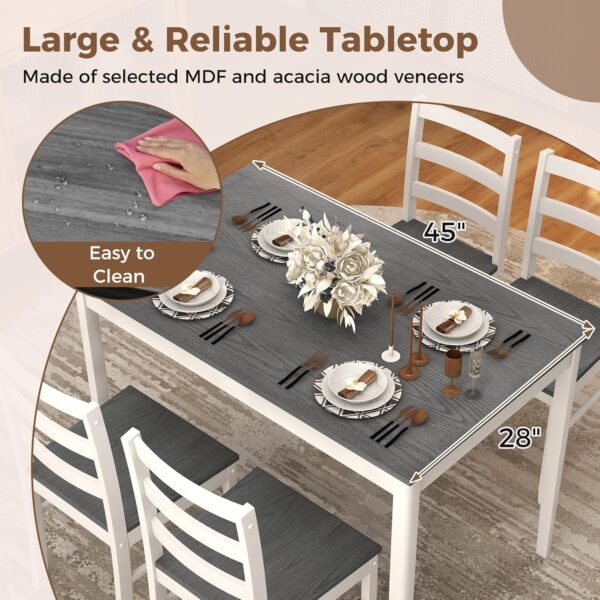 COSTWAY Dining Table Set for 4, Wood Kitchen Table Chairs Se...