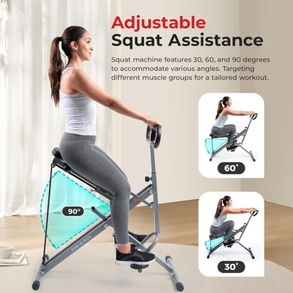 Sunny Health & Fitness Row-N-Ride Squat Assist Trainer, Fold...