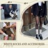 2 Pairs White Slouch Socks with 21 Pcs Sock Pins Jewelry for...