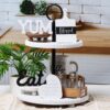 GENMOUS Farmhouse Kitchen Tiered Tray Decor Items Mini Set, ...