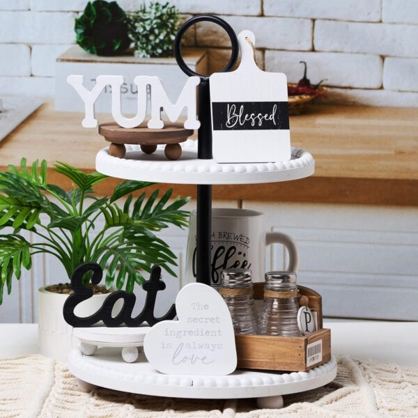 GENMOUS Farmhouse Kitchen Tiered Tray Decor Items Mini Set, ...