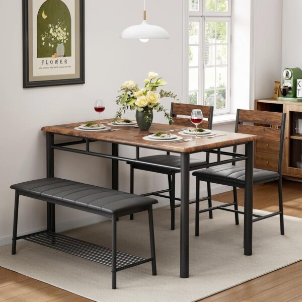 IRONCK Dining Table Set for 4, Kitchen Table with Upholstere...