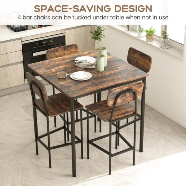 Giantex 5-Piece Dining Table Set W/Counter Height Table & 4 ...