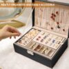 Jewelry Boxes for Women Girls 2 Layers leather Jewelry Organ...