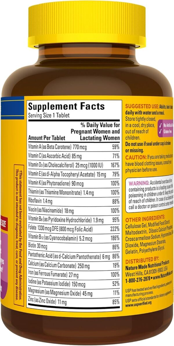 Nature Made Prenatal Multivitamin with Folic Acid, Prenatal ...