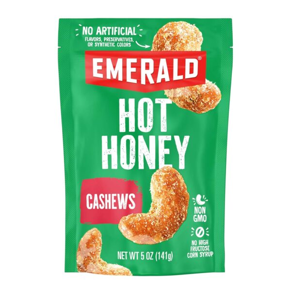 Emerald Nuts Hot Honey Cashews (1-Pack) | 5oz Resealable Bag...