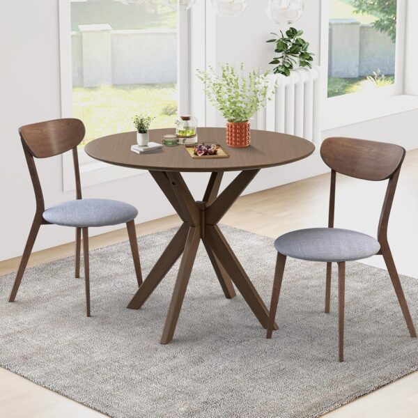 Tangkula Mid-Century Modern Round Dining Table Set for 2, Wo...