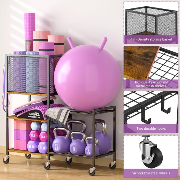 5 Tier Dumbbell Rack, Yoga Mat Storage Holder, Home Gym Stor...