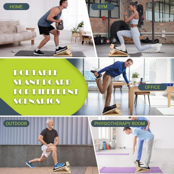 Slant Board for Calf Stretching, Adjustable Portable Wooden ...