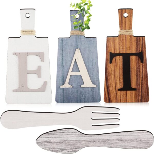 Jetec Cutting Board Eat Sign Set Hanging Art Kitchen Eat Sig...