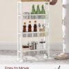 VASAGLE Slim Rolling Cart, 4-Tier Storage Cart, Narrow Cart ...