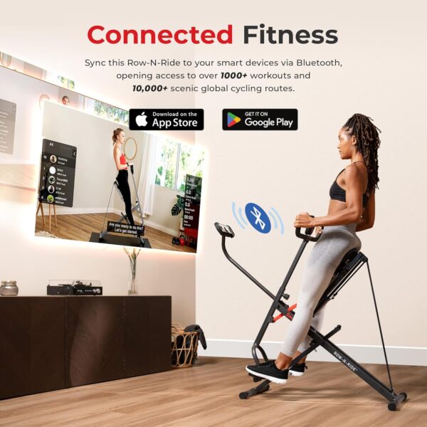 Sunny Health & Fitness Smart Upright Row-N-Ride Trainer w/Ad...