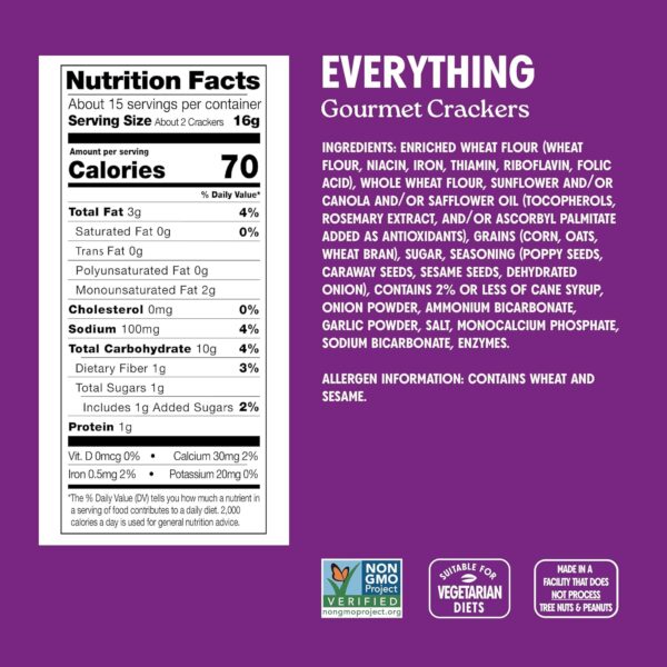 Milton's Gourmet Crackers, Everything - Non-GMO Project Veri...