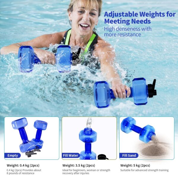 Water Weights for Pool Exercise Set of 2, Aquatic Exercise D...