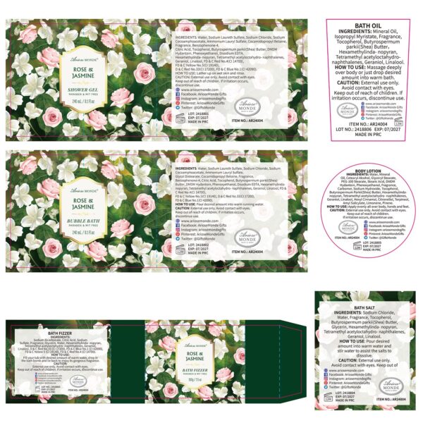 Gift Basket for Women - 8 Pc Rose & Jasmine Beauty & Persona...