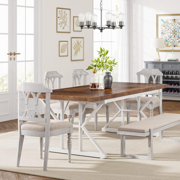 Tribesigns Farmhouse Dining Table for 6 People, 70.8-Inch Re...