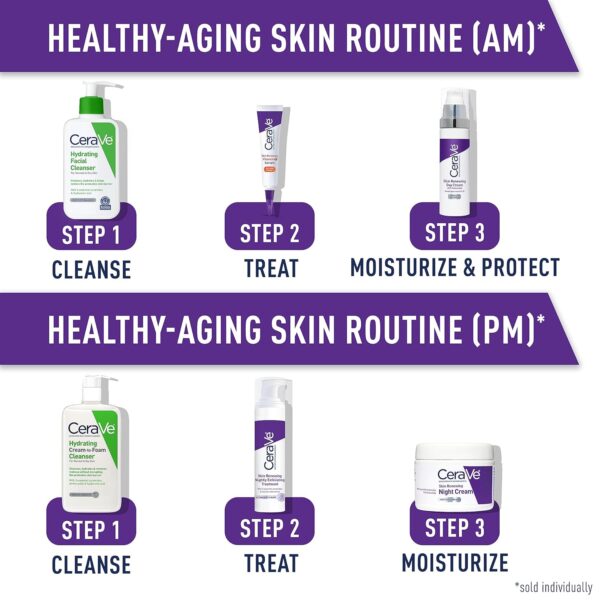 CeraVe Skin Renewing Night Cream, Niacinamide, Peptide Compl...