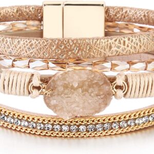 FANCY SHINY Leather Wrap Bracelet Boho Cuff Bangle Bracelets...
