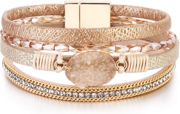 FANCY SHINY Leather Wrap Bracelet Boho Cuff Bangle Bracelets...
