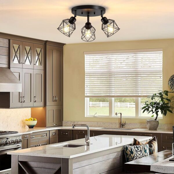 3-Light Kitchen Flush Mount Ceiling Light, Adjustable Multi-...