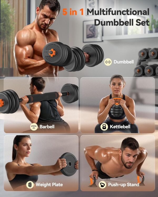 FEIERDUN Adjustable Dumbbells, 20/30/40/45/70/90lbs Free Wei...