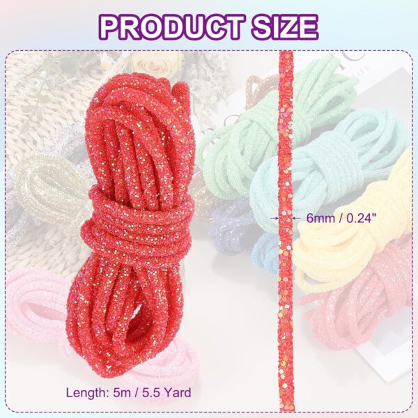 PATIKIL Sequins Rope, 5.5 Yard 6mm Sequins Rhinestone Tube C...