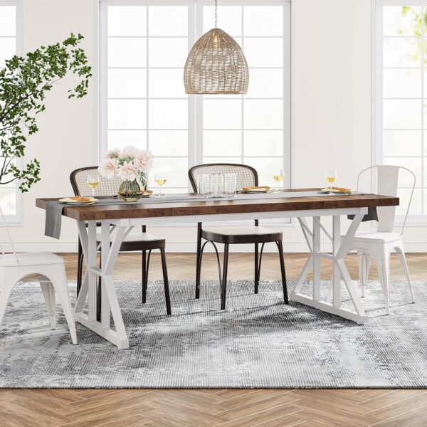 Tribesigns Farmhouse Dining Table for 6 People, 70.8-Inch Re...
